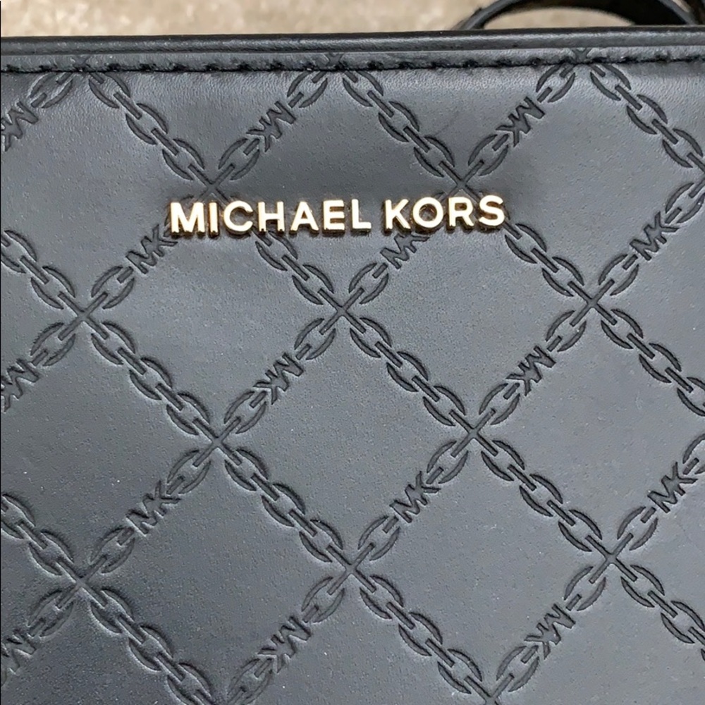 Michael Kors embossed camera bag black